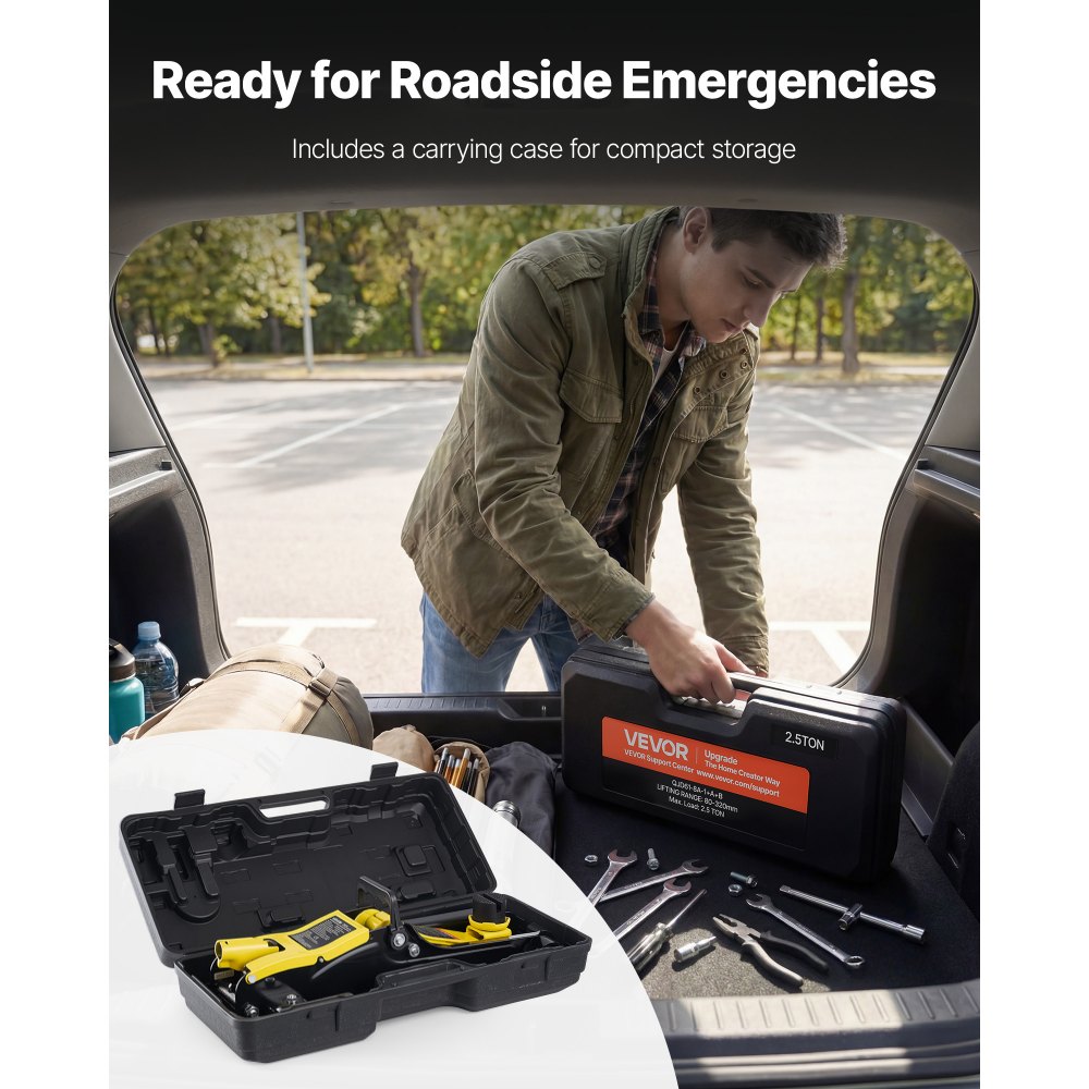 Podnośnik hydrauliczny VEVOR o udźwigu 2,5 t, niskoprofilowy, stalowy podnośnik z pompą jednotłokową i adapterami do SUV-ów, podnośnik samochodowy do sedanów, zakres podnoszenia 85–320 mm, podnośnik do samochodów wyścigowych