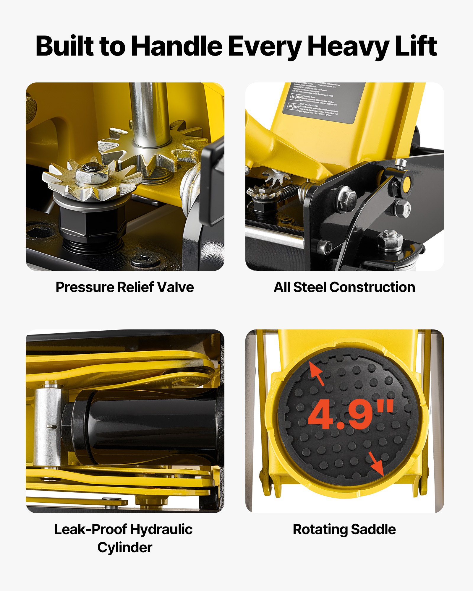 Podnośnik hydrauliczny VEVOR, udźwig 3 tony, niskoprofilowy podnośnik stalowy z jednotłokową pompą szybkiego podnoszenia i pedałem nożnym, podnośnik samochodowy do SUV-ów i pickupów, zakres podnoszenia od 13 do 50 cm, podnośnik do samochodów wyścigowych