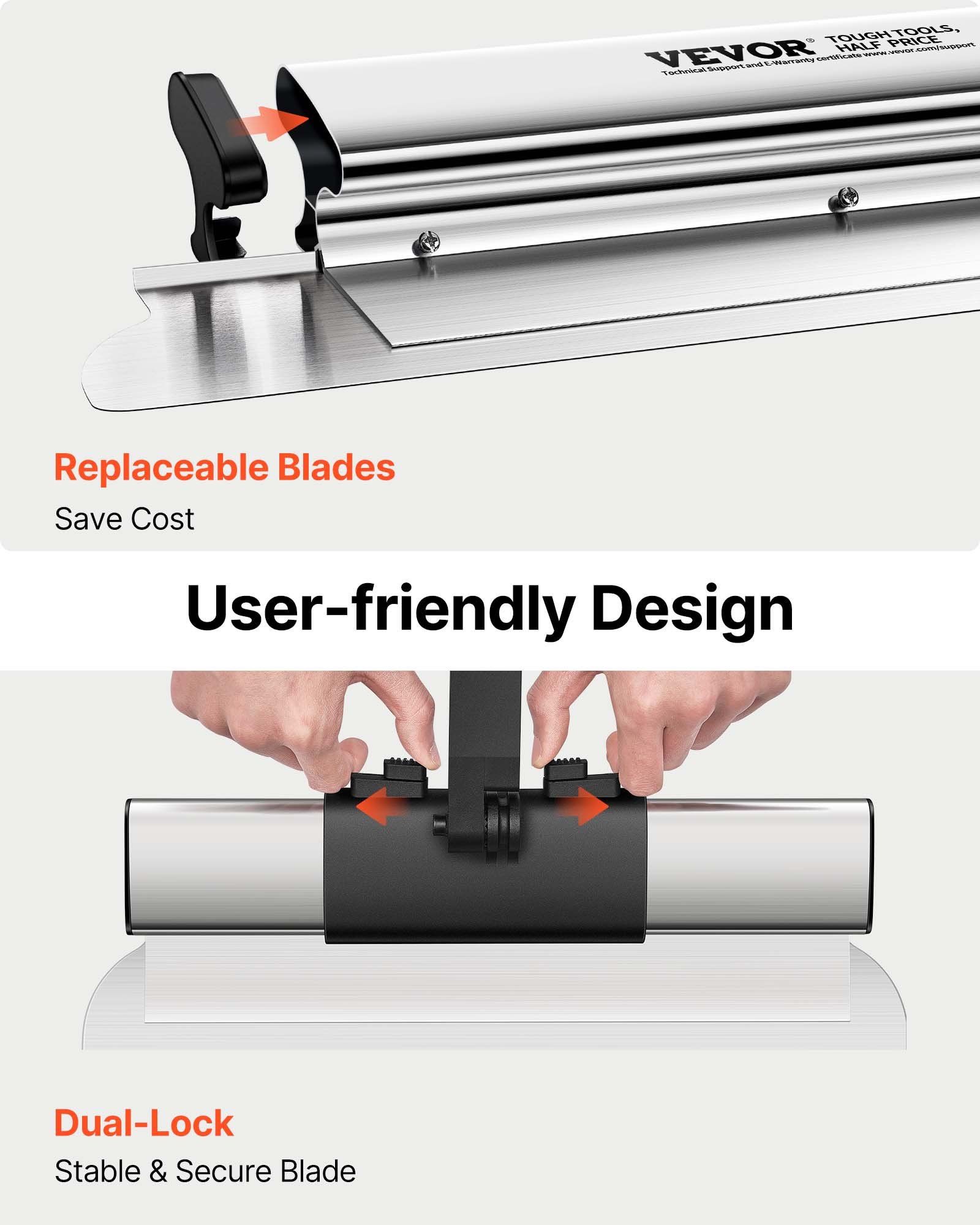 VEVOR Decorative Spatula Set 25 cm / 60 cm / 80 cm Wide Spatula, 0.89 - 2 m Blade Length Drywall Surface Spatula, 0.5 mm Blade Thickness Stainless Steel Facade Spatula, Ergonomic Handle Plasterer's Spatula