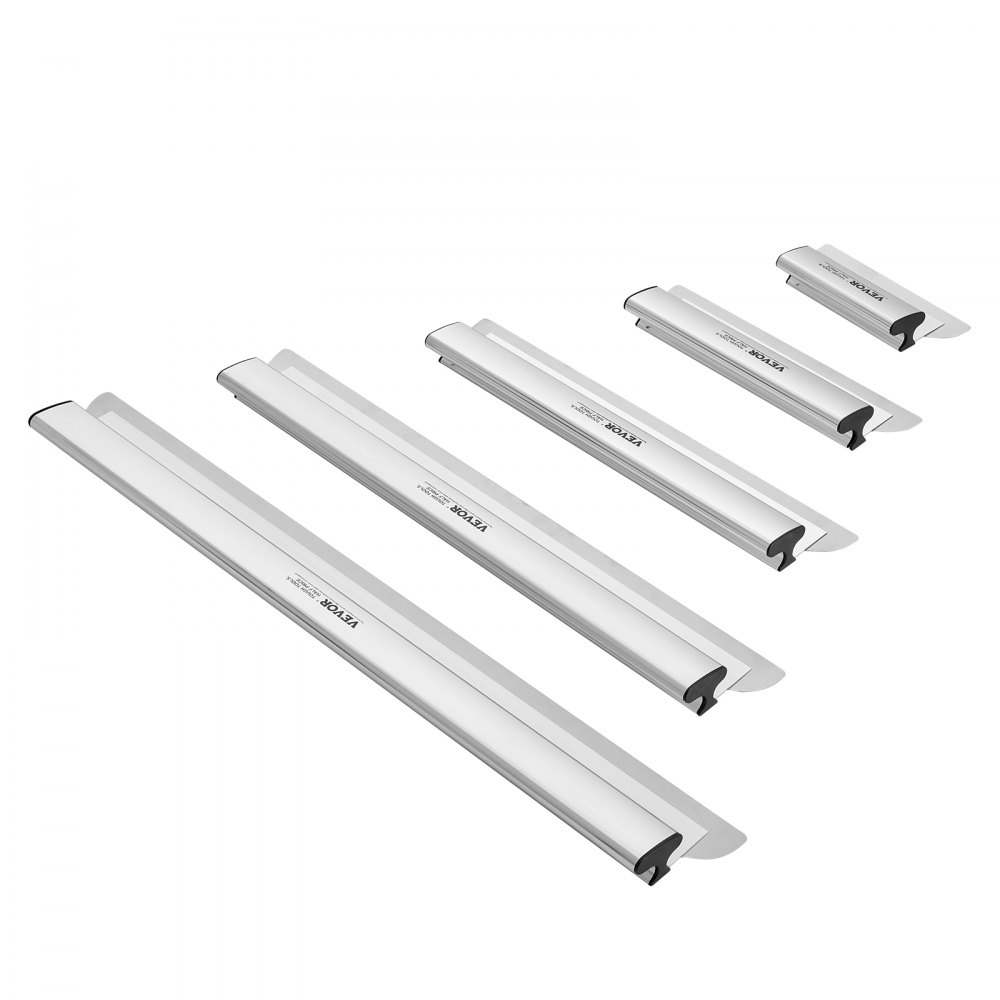 VEVOR Drywall Skimming Blade Set, 10/16/24/32/40 in (25.4/40.6/61/81.3/101.6 cm) Skimming Blades + 34-81.6 in/86.4 - 207 cm Extension Handle Pole, Stainless Steel Knife Professional Skim Coat Tools, for Gyprock/WallBoard/Plasterboard