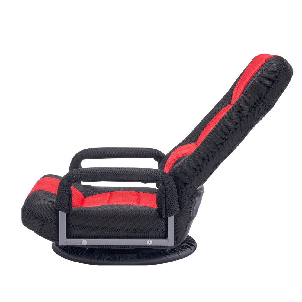 Fotel gamingowy VEVOR obrotowy z podłokietnikami (obrót o 360°) Sofa podłogowa z 6 regulowanymi pozycjami, oparciem i podparciem lędźwiowym, sofa z funkcją wideorozkładania do oglądania telewizji i czytania, kolor czerwony/czarny