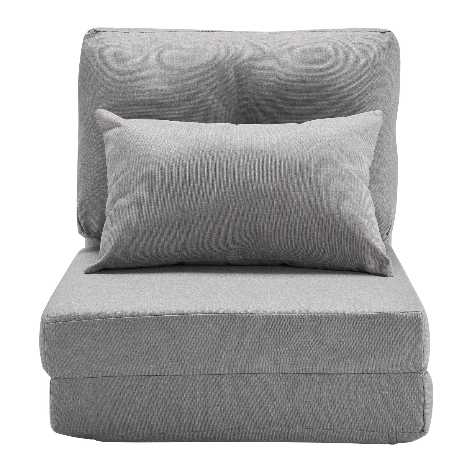 VEVOR Sofa rozkładana, rozkładana w 5 kierunkach, składana, tapicerowana sofa z regulowanym oparciem i poduszkami, składana sofa do salonu i sypialni, szara