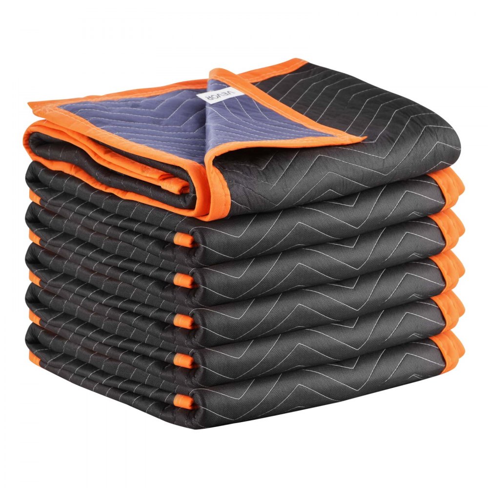 VEVOR Moving Blankets 6 Pcs, 2032 x 1829 mm (15.9 kg/dz) Large Packing Blankets with Cotton Filling, Heavy Duty Nonwoven Fabric Padded Moving Blanket for Shipping, Wrapping, Protecting Furniture