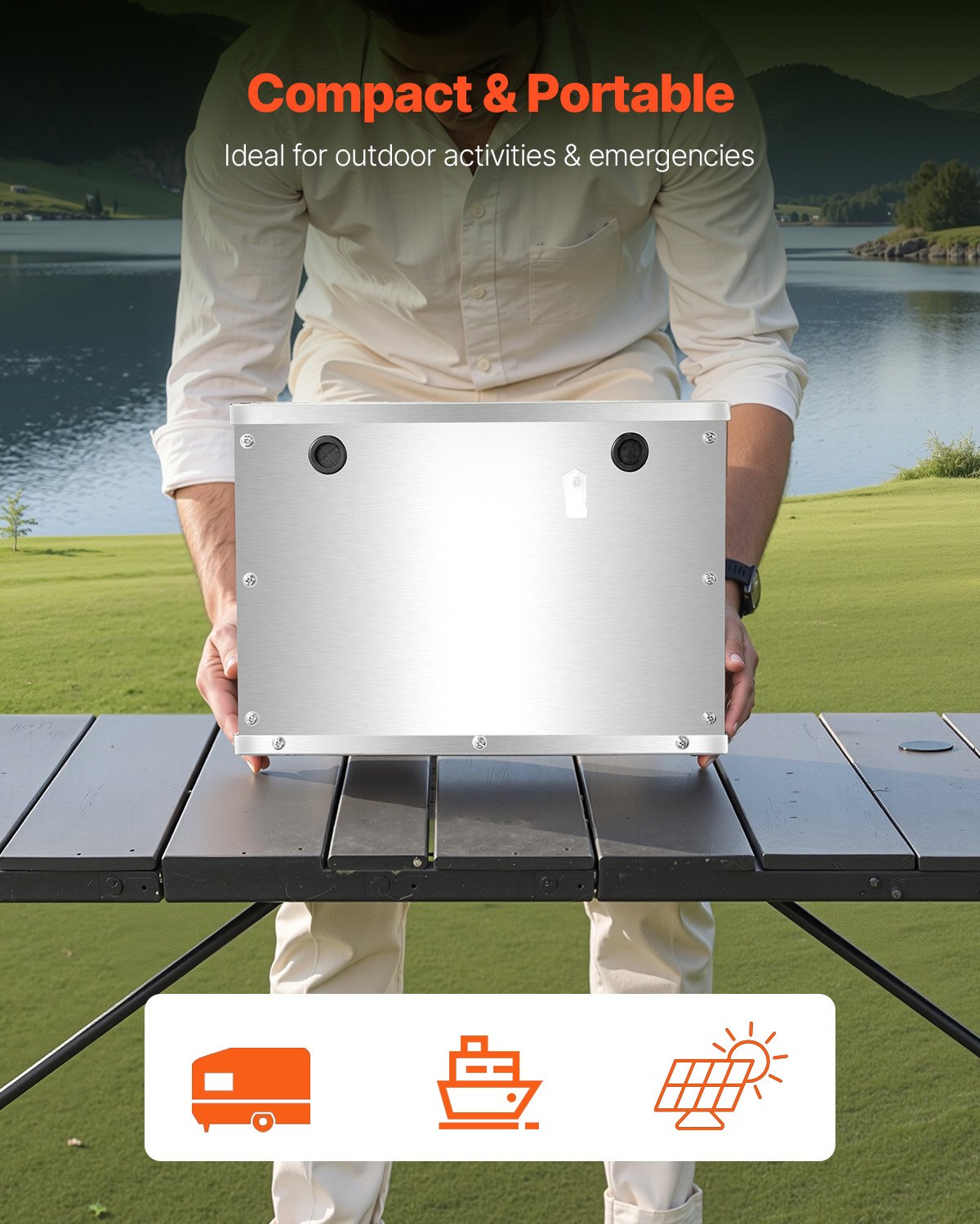 Skrzynka na akumulatory VEVOR, grupa 24/31, Skrzynka na akumulatory morskie z uchwytami i otworami na kable z gumową przelotką, obudowa ze stopu aluminium, odpowiednia do samochodów terenowych i ciężarówek