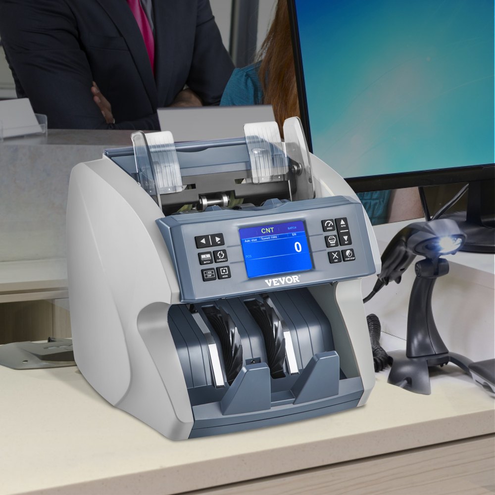 VEVOR Bankomat, Mieszane Nominały Licznik Pieniędzy, 5 Wykrywanie Podróbek Mały Licznik Rachunków, Wiele Trybów Pracy Bankomat, 800/1000/1200/1500 szt./min Maszyna do Liczenia Notatek dla Banku