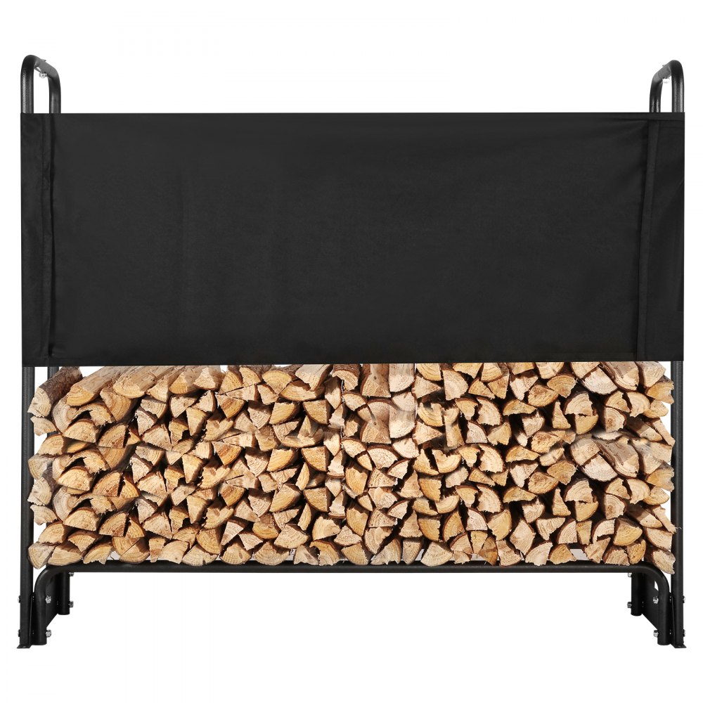 VEVOR Stojak na drewno opałowe, metalowy, 132x36x117 cm, rama stalowa, malowana proszkowo, schron na drewno opałowe, 200 kg, z wodoodporną osłoną, pomoc w układaniu w stosy, schron na werandę, patio, podwórko
