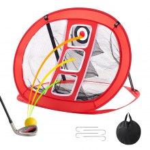 Siatka do gry w golfa VEVOR, siatka do ćwiczeń w golfie Pop Up, przenośna siatka pomocnicza do uderzania w golfa wewnątrz i na zewnątrz z tarczą i torbą do noszenia na podwórku, czerwona