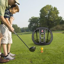 Siatka do gry w golfa VEVOR, wysuwana siatka do ćwiczeń w golfie, przenośna siatka do pomocy w uderzaniu w golfa na świeżym powietrzu z tarczą/matą/piłkami/koszulką/torbą do noszenia na podwórku