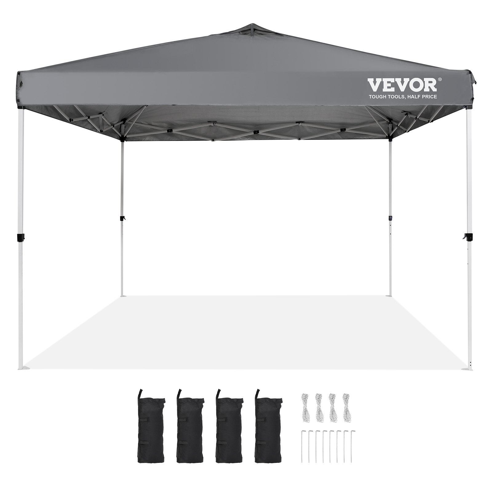 VEVOR Pawilon 304,8x304,8x320 cm Namiot ogrodowy 250D PU Tkanina powlekana srebrem Składany pawilon z torbą do przechowywania Namiot imprezowy 6-8 osób Namiot rozkładany składany pawilon ogrodowy na wycieczkę kempingową