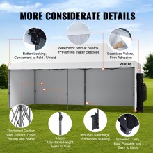 Pawilon VEVOR 304,8x609,6x320cm namiot ogrodowy 500D PU srebrny materiał składany pawilon z regulacją wysokości wraz z torbą do przechowywania namiot imprezowy 12-16 osób namiot wyskakujący pawilon ogrodowy na wyprawę kempingową