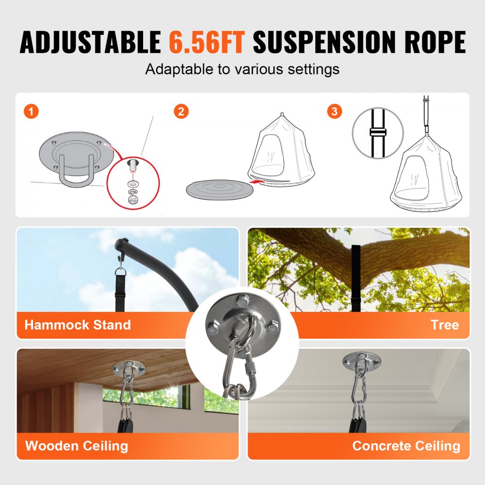 VEVOR wisząca jaskinia ø 70 x 160 cm wiszące krzesło nośność 54 kg hamak wykonany z bawełnianego płótna bajkowe światełka LED wiszące siedzisko wiszący namiot huśtawka terapeutyczna huśtawka wisząca huśtawka dziecięca niebieska