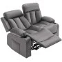 Fotel relaksacyjny VEVOR Doubleseat, elektryczny fotel z funkcją ogrzewania i masażu, aksamitny fotel masujący z portami USB, uchwytami na kubki i kieszeniami bocznymi, fotel TV do salonu, szary
