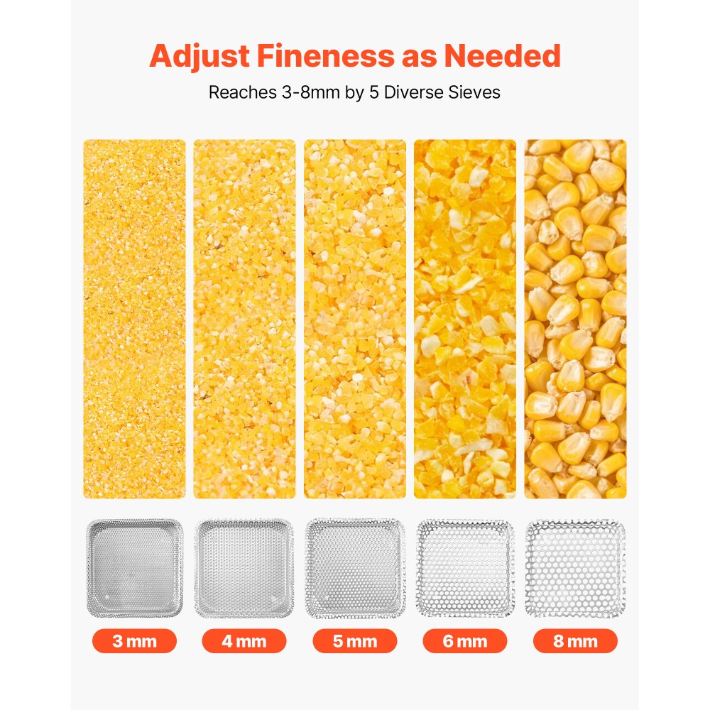 Młynek do zboża VEVOR elektryczny 53 l, młynek do przypraw 600 W, młynek do przypraw z ocynkowanymi i ostrymi ostrzami, rozdrabniacz do suchych ziaren, przypraw, musli, kawy, kukurydzy 500x385x880 mm