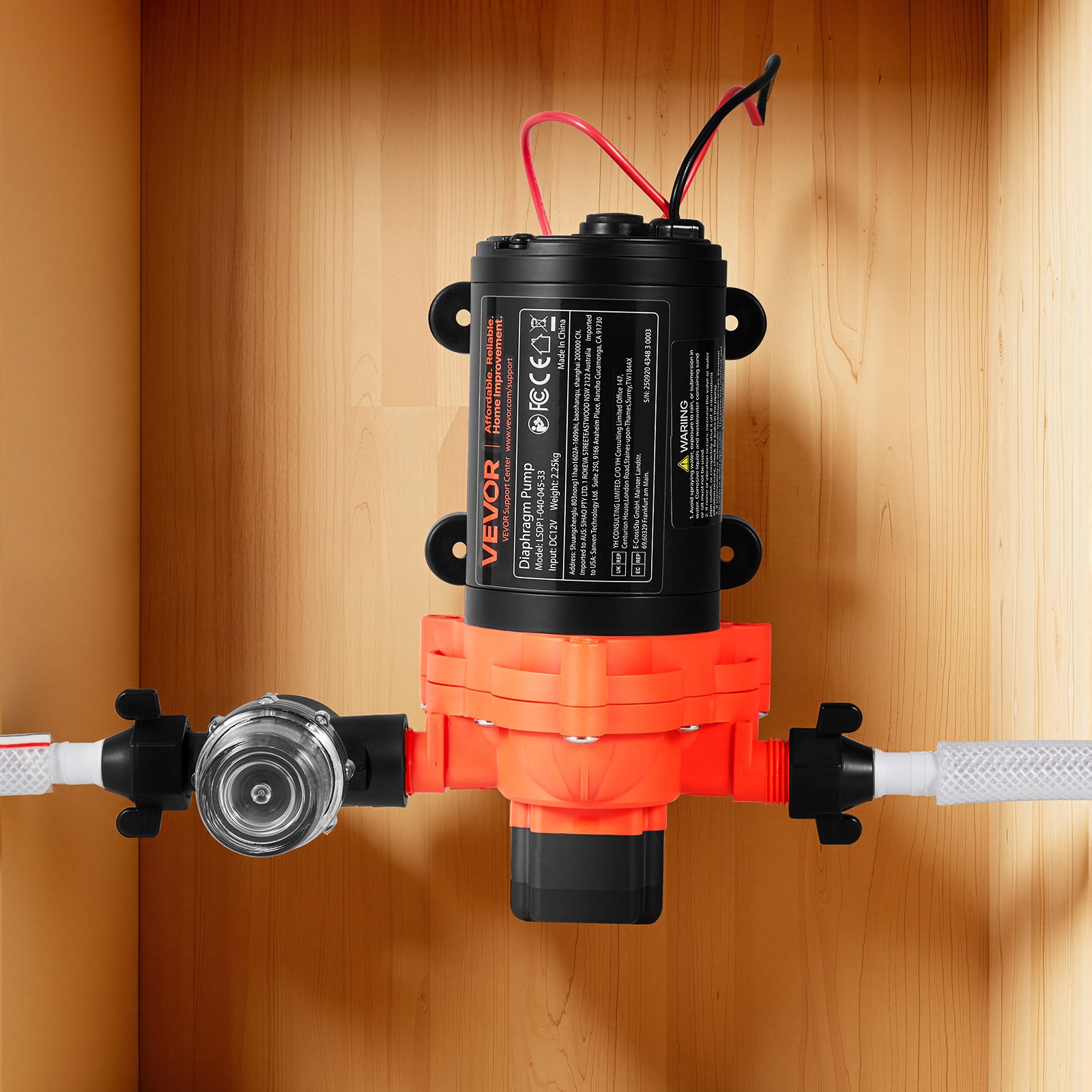 VEVOR Pompa membranowa, 12 V DC, 15,1 l/min, samozasysająca 3-komorowa pompa wodna z membraną z automatycznym wyłącznikiem ciśnieniowym, ciśnienie 2,75 bara, do kamperów, przyczep kempingowych, statków, jachtów, myjni samochodowych