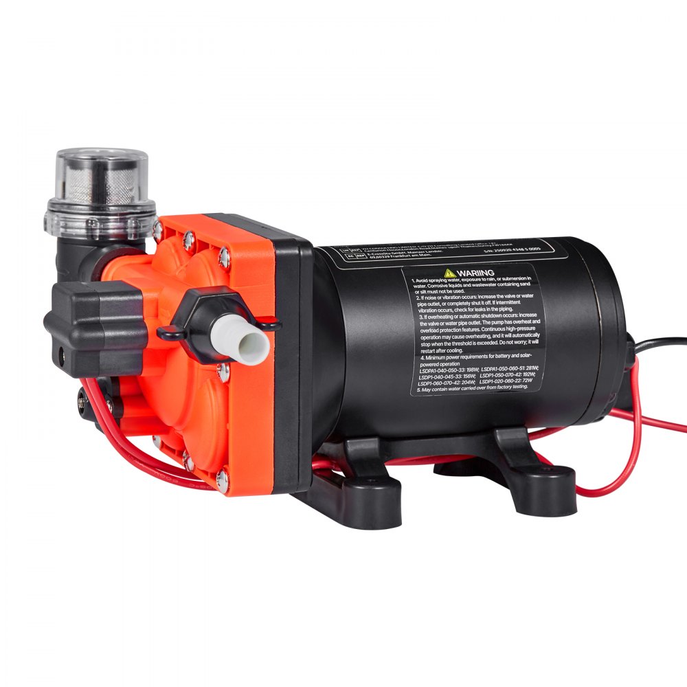 VEVOR Pompa membranowa, 12 V DC, 22,7 l/min, samozasysająca 4-komorowa pompa wodna z membraną z automatycznym wyłącznikiem ciśnieniowym, ciśnienie 4,8 bara, do kamperów, przyczep kempingowych, statków, jachtów, myjni samochodowych