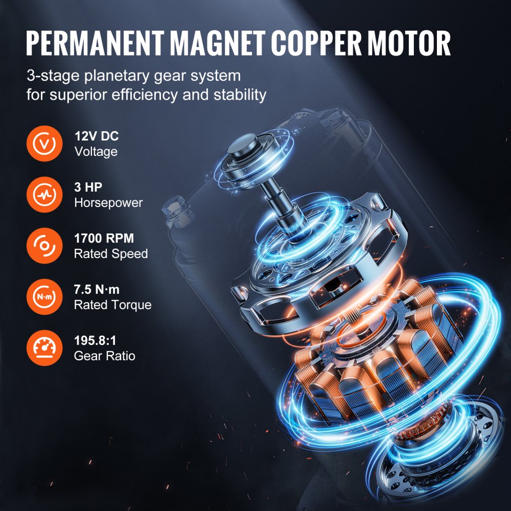 Wyciągarka elektryczna VEVOR, 10 000 funtów, 12 V DC, do samochodów ciężarowych, z liną syntetyczną Φ7/20 cala x 65 stóp, aluminiową prowadnicą, bezprzewodowym i przewodowym pilotem, wodoodpornością IP55 do holowania SUV-ów, jeepów, przyczep i łodzi
