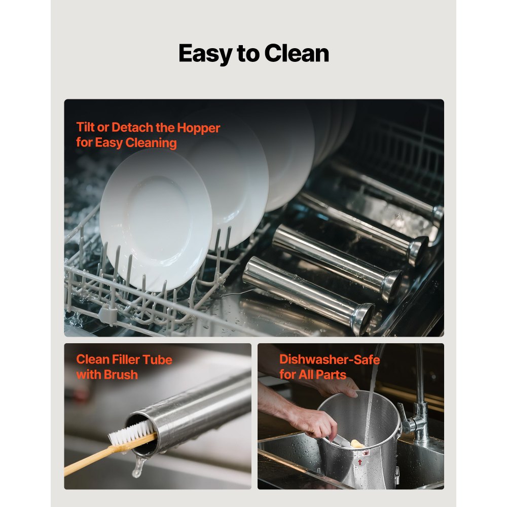 VEVOR Elektryczna nadziewarka do kiełbas 10 l Maszyna do nadziewania kiełbas z bezstopniową regulacją prędkości i pedałem, Wytrzymała nadziewarka ze stali nierdzewnej z 4 rurkami do nadziewania kiełbas, Nadziewanie mięsne