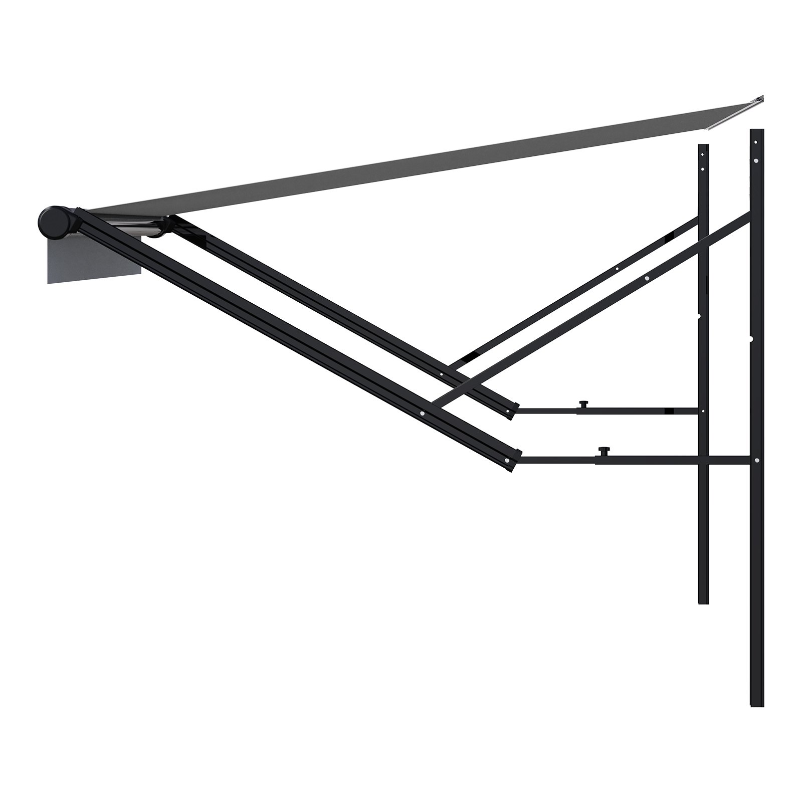 Markiza boczna VEVOR RV, elektryczna, wodoodporna, modułowa (4590 mm) z ramą ze stopu aluminium, czarna, zewnętrzna markiza z kolorem gradientowym, osłona przeciwsłoneczna na kemping