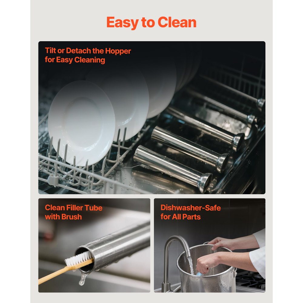 VEVOR 25 L Elektryczna nadziewarka do kiełbas, pionowa nadziewarka ze stali nierdzewnej z regulacją prędkości, pedałem nożnym i 5 otworami do napełniania, idealna do komercyjnych sklepów mięsnych i użytku domowego