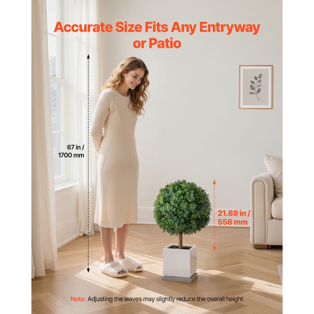 VEVOR Sztuczna kula bukszpanowa z kolcem do wbijania w ziemię, zestaw 2 szt., 686 mm, rośliny sztuczne, roślina dekoracyjna, do dekoracji, na werandę, do użytku na zewnątrz i wewnątrz, na taras, do ogrodu, na balkon, na podwórko