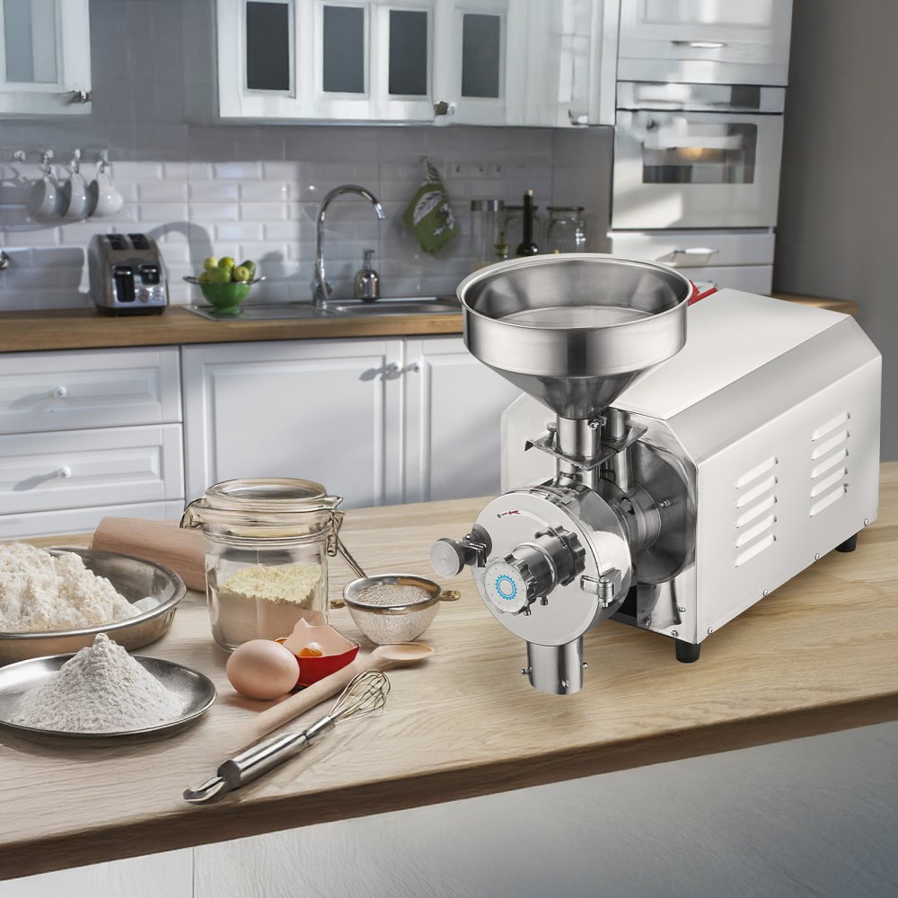 Młynek do soi VEVOR, komercyjny młynek do przypraw, 2200 W, młynek do kukurydzy, 50 kg/h, młynek do kukurydzy ze stali nierdzewnej, przemysłowy młynek do mąki, do pieprzu, soi, orzeszków ziemnych, ziaren kukurydzy, 605 x 290 x 460 mm