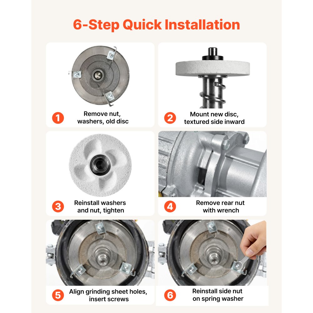 Zestaw 2 tarcz mielących VEVOR do młynka elektrycznego do zboża VEVOR GM-002, tarcze mielące do mielenia na sucho i mokro, odpowiednie do kukurydzy, zbóż i przypraw, tarcze mielące (14 x 14 cm) wykonane z marmuru