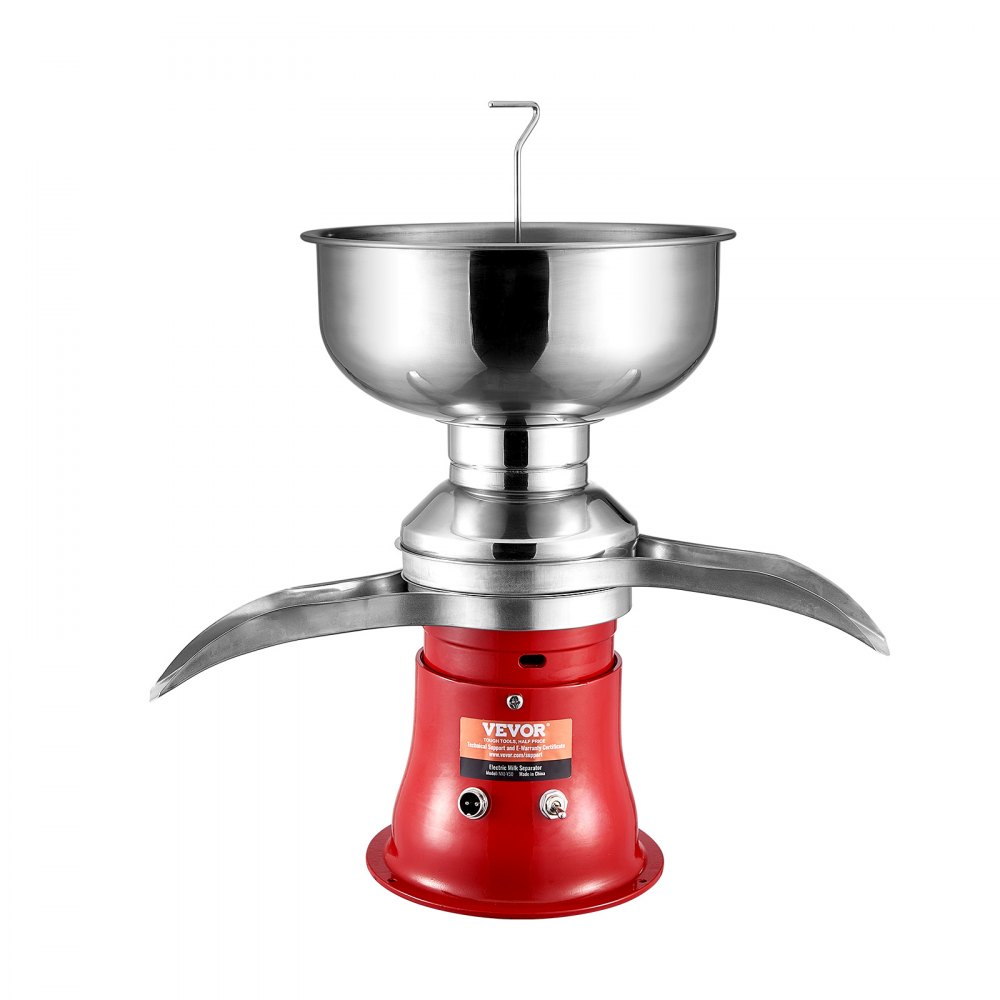 VEVOR Elektryczna wirówka do mleka, wirówka 30 W, wirówka do mleka, 100 l/h, wirówka do mleka, 10500 obr./min, wielofunkcyjna wirówka do mleka, wirówka do mleka, czerwona, stal nierdzewna