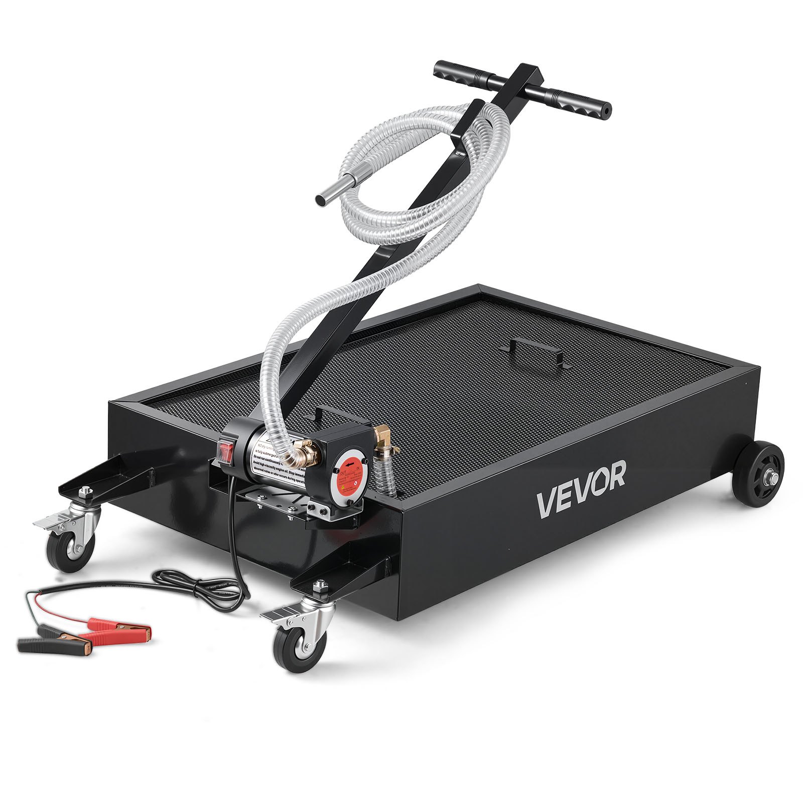 VEVOR Low Profile Oil Drain Pan, 56.8 L Capacity, Rolling Oil Drain Pan with Electric Pump & 2.2 m Hose, Leak-proof & Corrosion-resistant, Fit for Cars, SUVs, Trucks, Motorcycles, ATVs, Metal