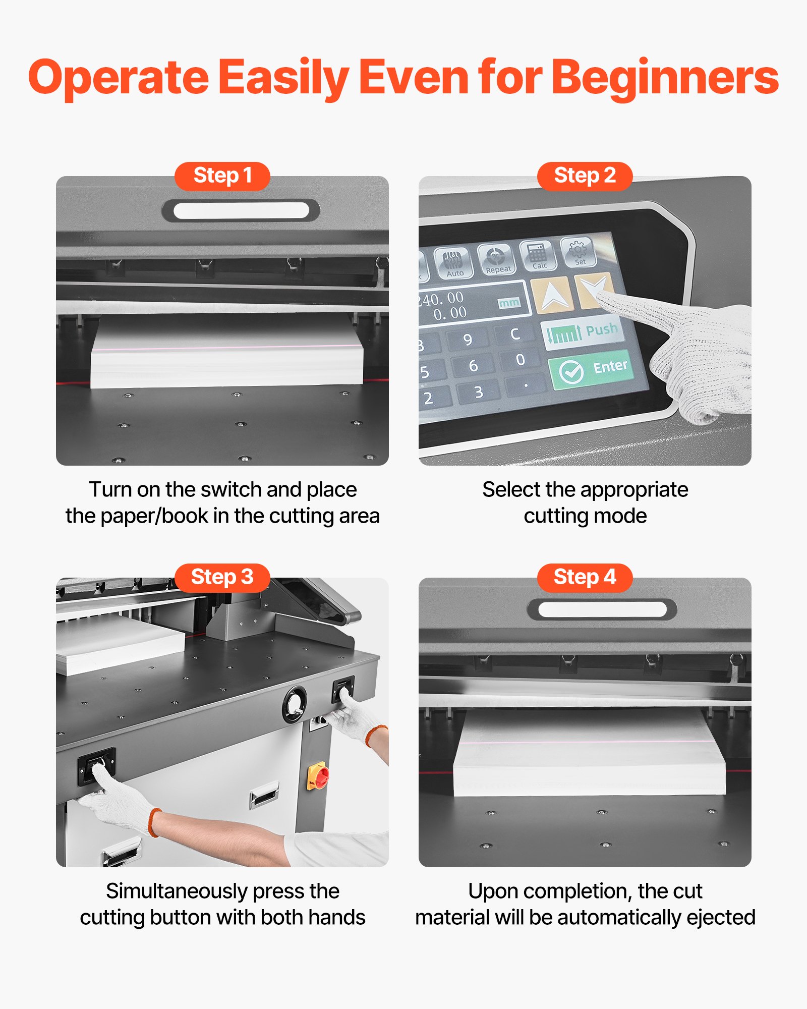 Elektryczna gilotyna do papieru VEVOR, hydrauliczna gilotyna o wysokiej wydajności, szerokość cięcia 66 cm, grubość cięcia 10 cm, duża elektryczna gilotyna z funkcją podczerwieni i wymiennym ostrzem
