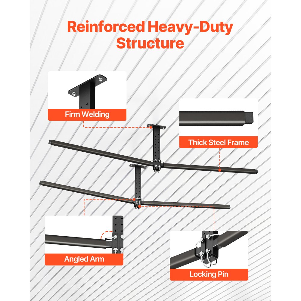VEVOR Kayak Storage Rack for 2 Kayaks, Holds Up to 113.4 kg, Heavy Duty Adjustable Ceiling Rack for Garage Ceiling Mount, Overhead Garage Storage Hanger for Canoe, Ladder, SUP, Surfboard & Paddleboard