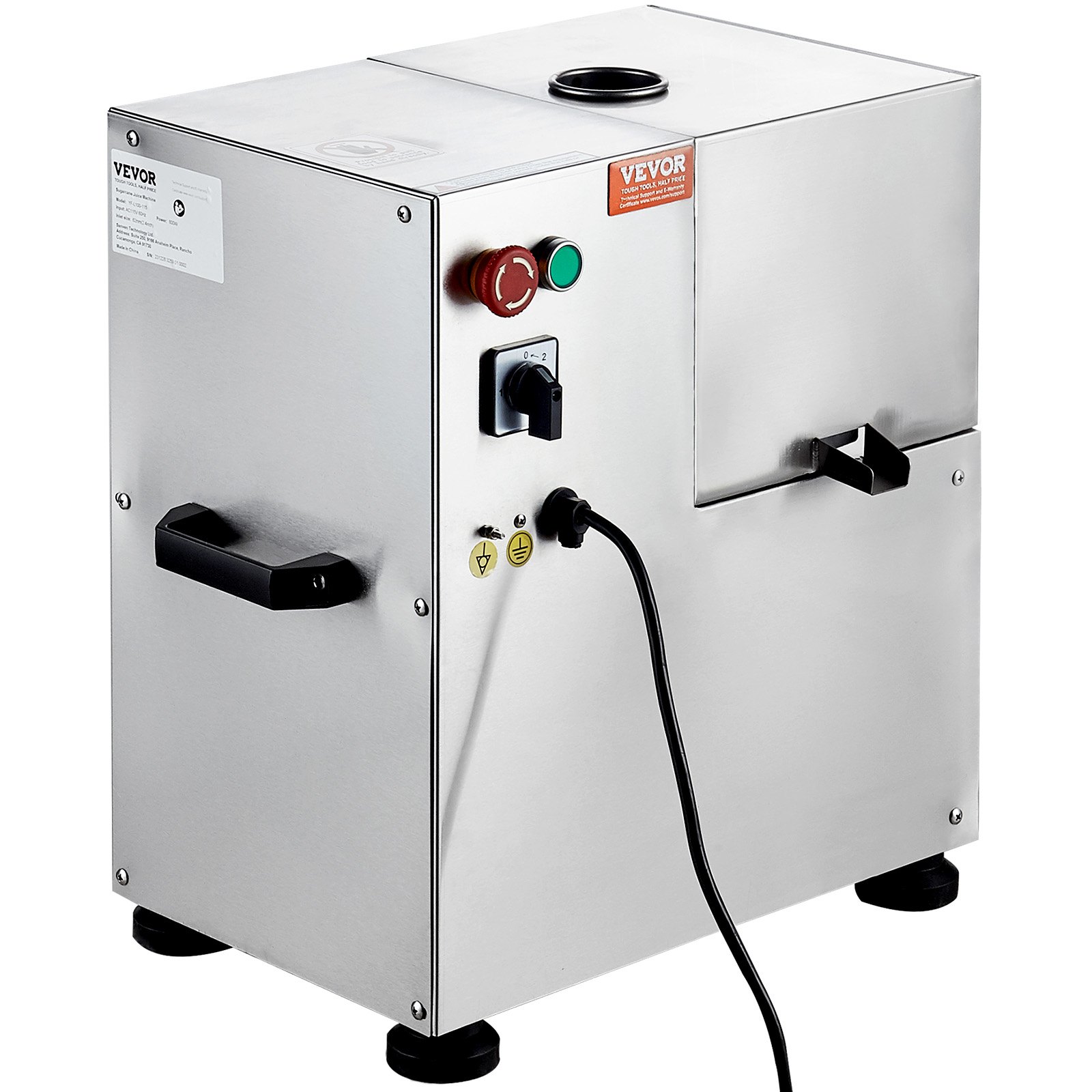 Elektryczna wyciskarka do soku z trzciny cukrowej VEVOR, 800 W, wydajność 300 kg/h, 4 rolki ze stali nierdzewnej, duży wlot 60,96 mm, w tym ostrze do obierania, komercyjna wyciskarka do soku z trzciny cukrowej