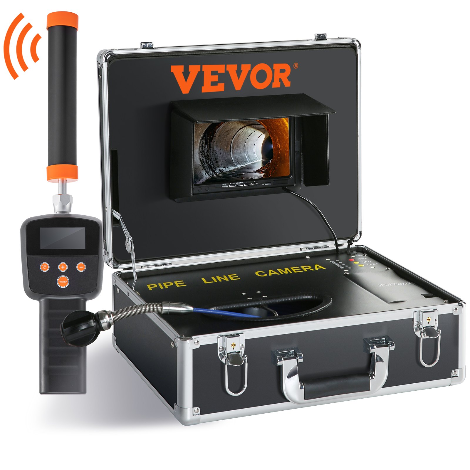 Kamera kanalizacyjna VEVOR ze śledzeniem 512 Hz, 30 m, kamera inspekcyjna do rur 17,8 cm z funkcją DVR, kamera IP68 z 12 regulowanymi diodami LED, karta SD 16 GB do kanalizacji, domu, rur odpływowych