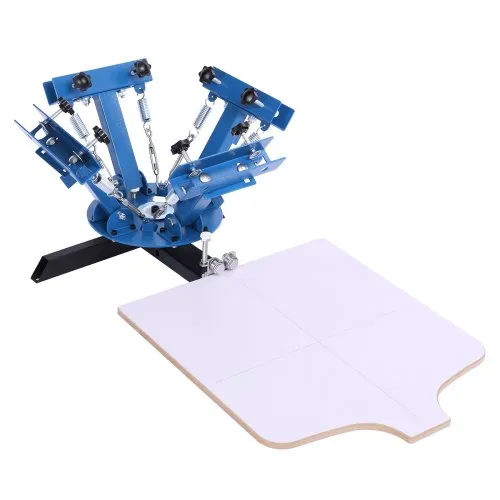 VEVOR 4-kolorowa, 1-stanowiskowa maszyna sitodrukowa, 540 x 450 mm, obrotowa o 360°, precyzyjne pozycjonowanie, malowana proszkowo stal węglowa, do samodzielnego drukowania koszulek, dla klientów indywidualnych i komercyjnych
