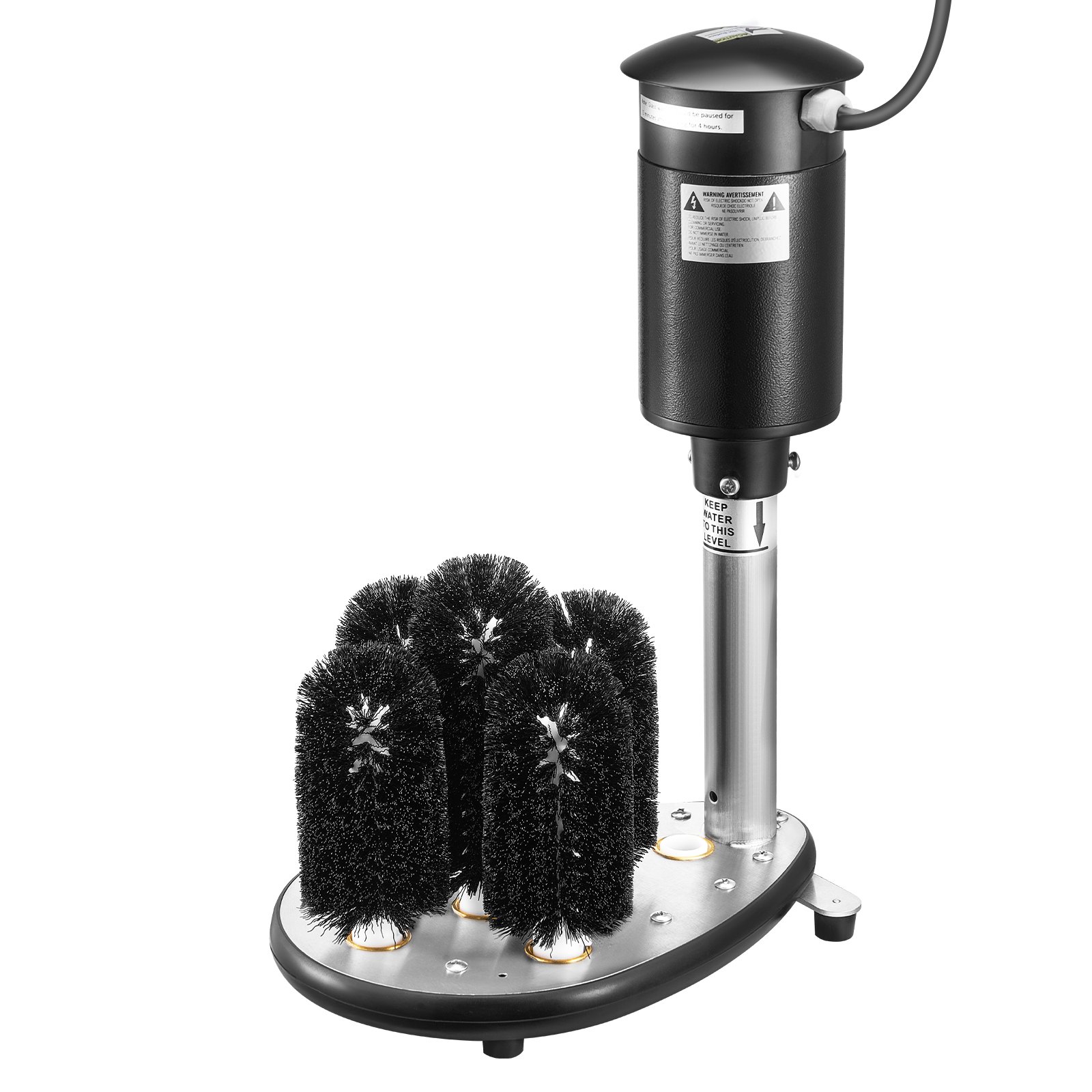 VEVOR Electric Glass Washer and Glass Cleaner with 5 Brushes for Bars, 1200 Cups/Hour Wine Glass Cleaning Machine, Glass Washer for Champagne Glasses, Beer Steins, and Mugs, for Bars and Restaurants