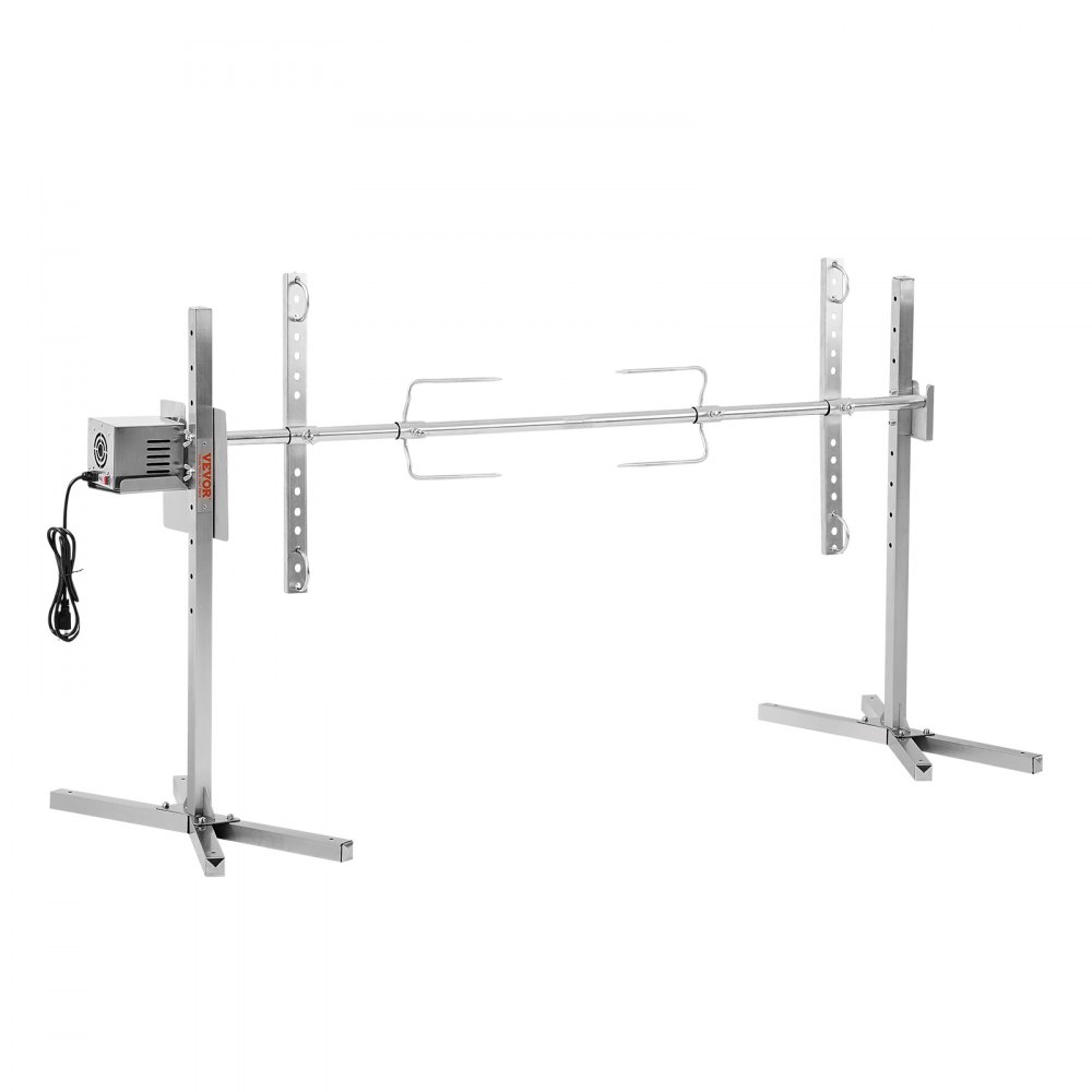 Zestaw do grillowania rożna elektrycznego VEVOR (nośność 60 kg), 52 W, 1445 mm, automatyczna regulacja wysokości, uniwersalny stojak do pieczenia ze stali nierdzewnej, rożen z osłoną termiczną do wieprzowiny i jagnięciny