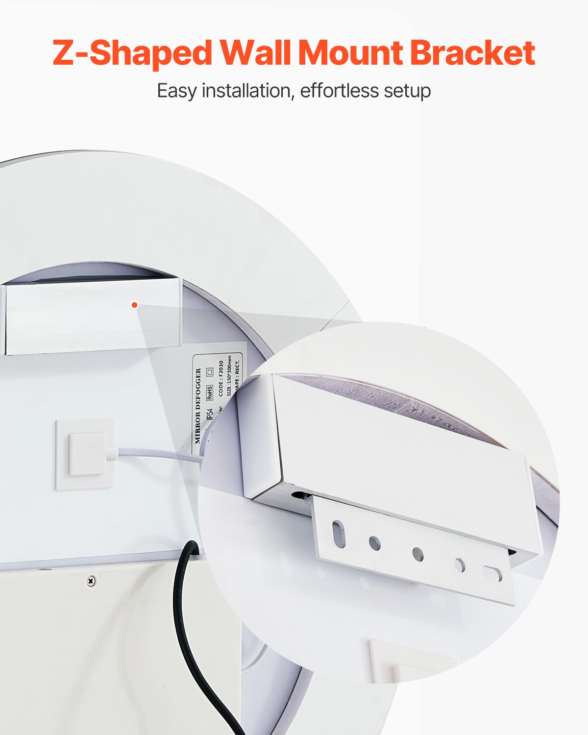 Lustro łazienkowe VEVOR LED okrągłe, kosmetyczne (60 cm) z podświetleniem z przodu i z tyłu, lustro z pamięcią kształtu, bezzaparowujące, płynnie ściemnialne lustro łazienkowe z 3 temperaturami barw, montaż ścienny