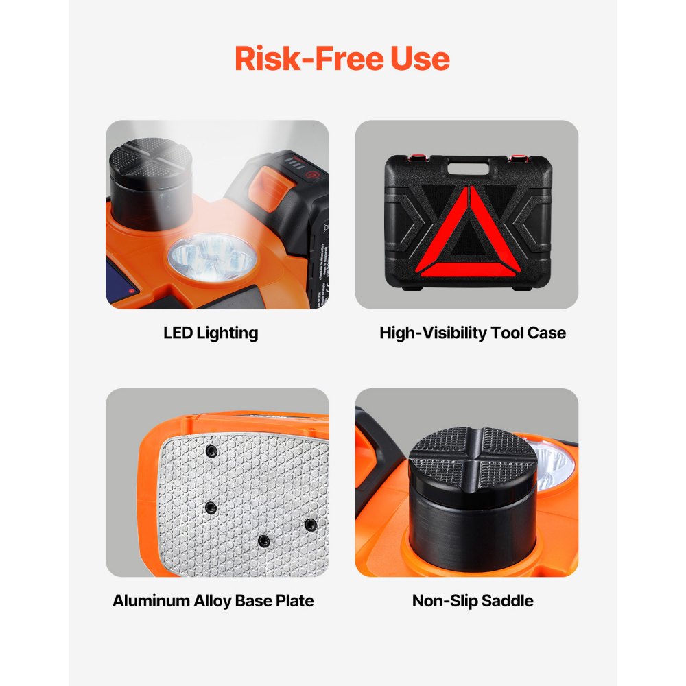 VEVOR Elektryczny podnośnik podłogowy, regulowany, przenośny podnośnik nożycowy o dużej wytrzymałości (5 ton), z wymianą opon, z kluczem udarowym, oświetleniem LED i pilotem, do samochodów ciężarowych typu sedan, SUV