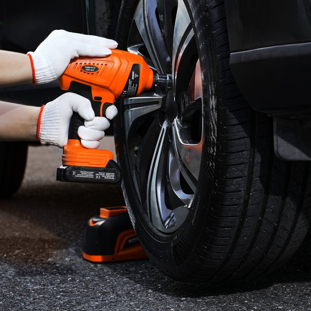 VEVOR Elektryczny podnośnik podłogowy, regulowany, przenośny podnośnik nożycowy o dużej wytrzymałości (5 ton), z wymianą opon, z kluczem udarowym, oświetleniem LED i pilotem, do samochodów ciężarowych typu sedan, SUV