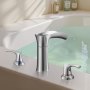 VEVOR Roman Tub Faucet, 3 Hole Waterfall Bathtub Faucet, Zinc Alloy Bath Tubs Faucets Set with 2 Handles, Deck Mount Bath Tub Faucets Set for Pet Washing, Adult Bathing, Silver, Waterfall Spout Design