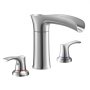 VEVOR Roman Tub Faucet, 3 Hole Waterfall Bathtub Faucet, Zinc Alloy Bath Tubs Faucets Set with 2 Handles, Deck Mount Bath Tub Faucets Set for Pet Washing, Adult Bathing, Silver, Waterfall Spout Design