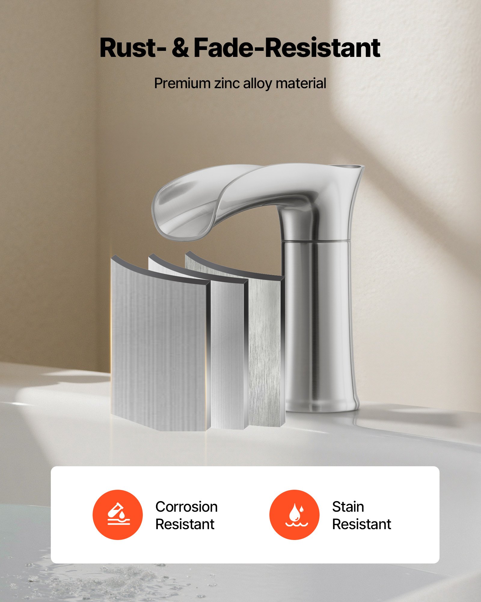 VEVOR Roman Tub Faucet, 3 Hole Waterfall Bathtub Faucet, Zinc Alloy Bath Tubs Faucets Set with 2 Handles, Deck Mount Bath Tub Faucets Set for Pet Washing, Adult Bathing, Silver, Waterfall Spout Design