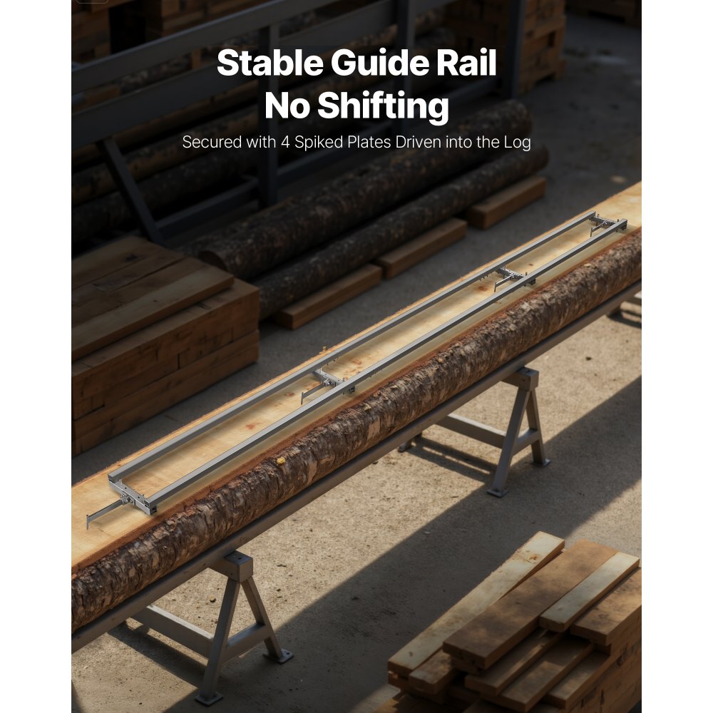 System prowadnic szynowych VEVOR 3,66 m do tartaku, 4 zestawy frezarek łańcuchowych z poprzeczką, aluminiowy system prowadnic do pił łańcuchowych, 2 kliny, zestaw prowadnic do frezarek dla pracowników budowlanych i stolarzy