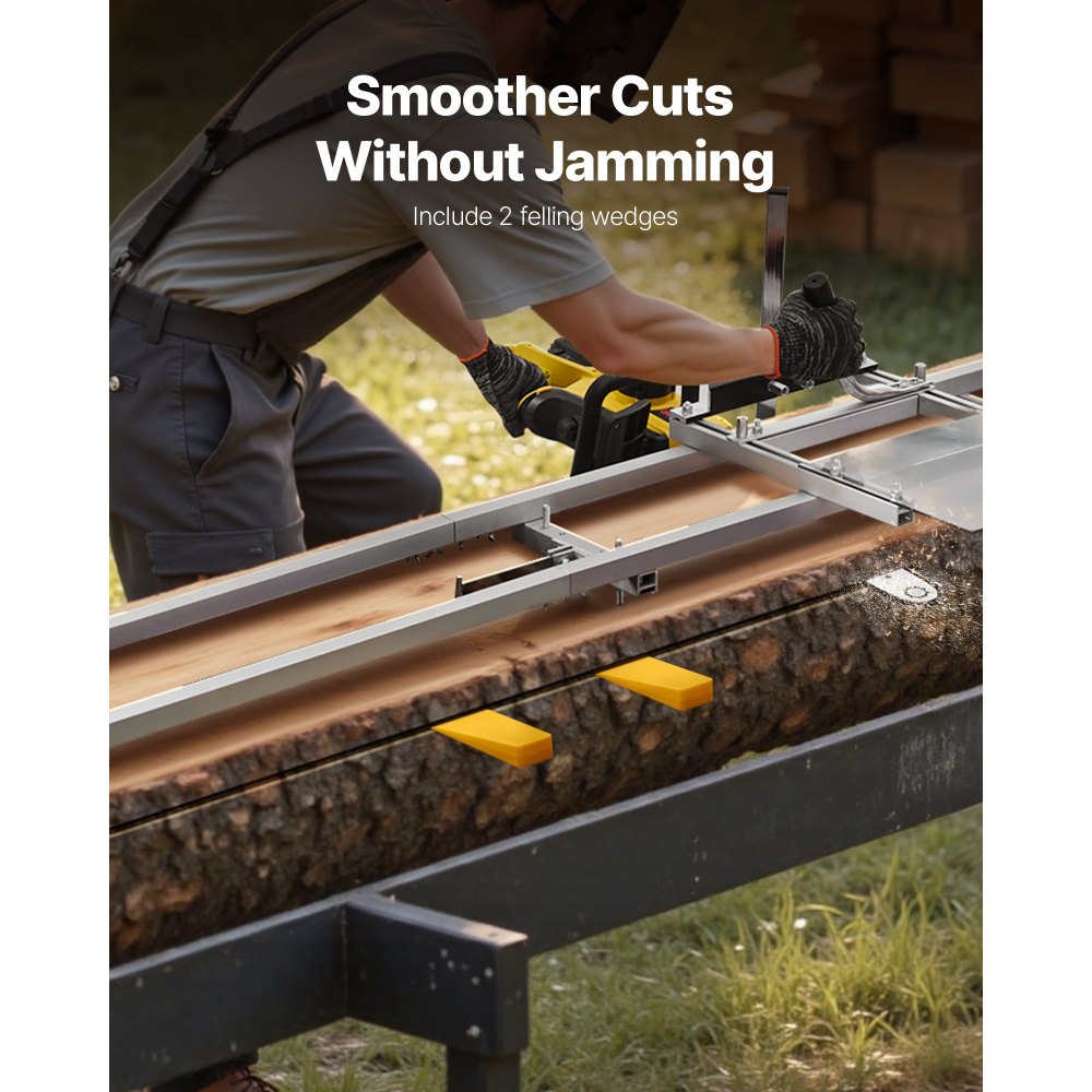 VEVOR Rail Mill Guide System, 3.66 m 4 Crossbar Chainsaw Mill Kits, Aluminum Saw Milling Rails System Works with Chainsaw, 2 Wedges, Adjustable Rail Milling Guide Kit for Builders Woodworkers