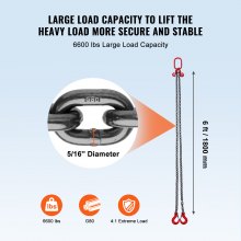 VEVOR 1,8mx8mm zawiesie łańcuchowe łańcuch do zawiesia łańcuch dźwigowy 2-nitkowy łańcuch leśny 2993kg