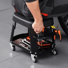 VEVOR Mechaniczny stołek warsztatowy z rolowanym siedziskiem 136 kg z tacką na narzędzia obrotowy