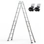 VEVOR Telescopic Ladder with A-Frame, 5990 mm Aluminum Extension Ladder, Multi-Purpose Ladder, Folding Ladder, Step Ladder, Extension Ladder for Homework, Stairs, Indoor & Outdoor Roofs, 150 kg Load Capacity