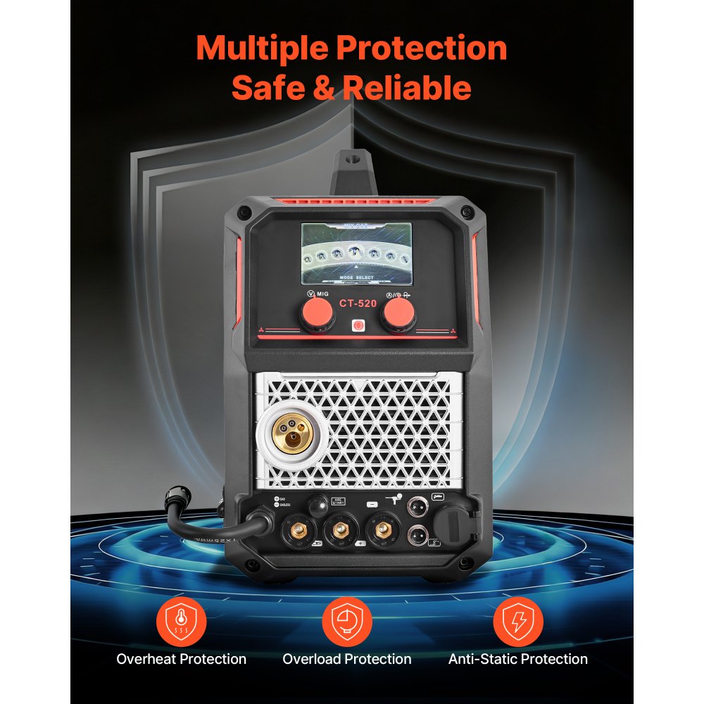 VEVOR 5-w-1 spawarka kombinowana, cięcie/TIG/MIG/spawanie spoiwem MIG/MMA, spawarka plazmowa bezkontaktowa 50 A i spawarka synergiczna 200 A, spawarka impulsowa MIG do aluminium 220 V, kompatybilna z uchwytem szpulowym
