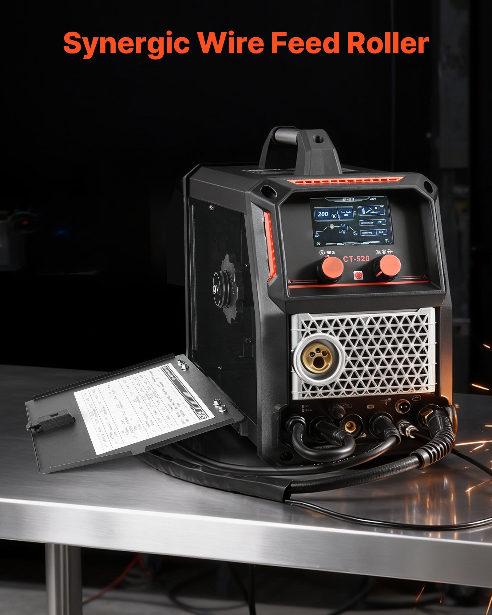 VEVOR 5-w-1 spawarka kombinowana, cięcie/TIG/MIG/spawanie spoiwem MIG/MMA, spawarka plazmowa bezkontaktowa 50 A i spawarka synergiczna 200 A, spawarka impulsowa MIG do aluminium 220 V, kompatybilna z uchwytem szpulowym