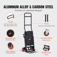 Wózek workowy VEVOR 2 w 1 Składany, udźwig 136 kg Wózek transportowy Stop aluminium i stal węglowa ⇋ Wózek platformowy do załadunku i transportu wewnątrz i na zewnątrz