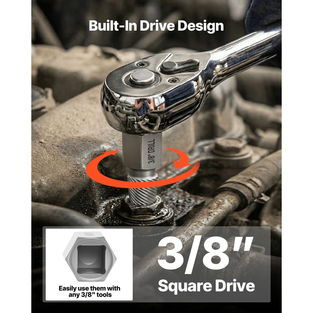 Zestaw wykrętaków do śrub VEVOR, 27 elementów, zestaw wykrętaków do śrub (sześciokątny, wielozębny) z adapterami i wytrzymałą walizką (czarną), wykrętak do śrub wykonany ze stali chromowo-molibdenowej do usuwania śrub i wkrętów